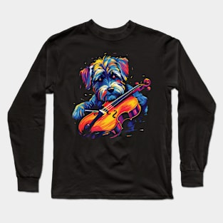 Miniature Schnauzer Playing Violin Long Sleeve T-Shirt